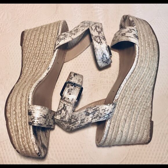 Via Spiga Leather Snakeskin Print Wedge Espadrille - Picture 3 of 6
